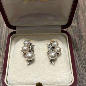 Majorica 3 White Pearl & Silver Earrings